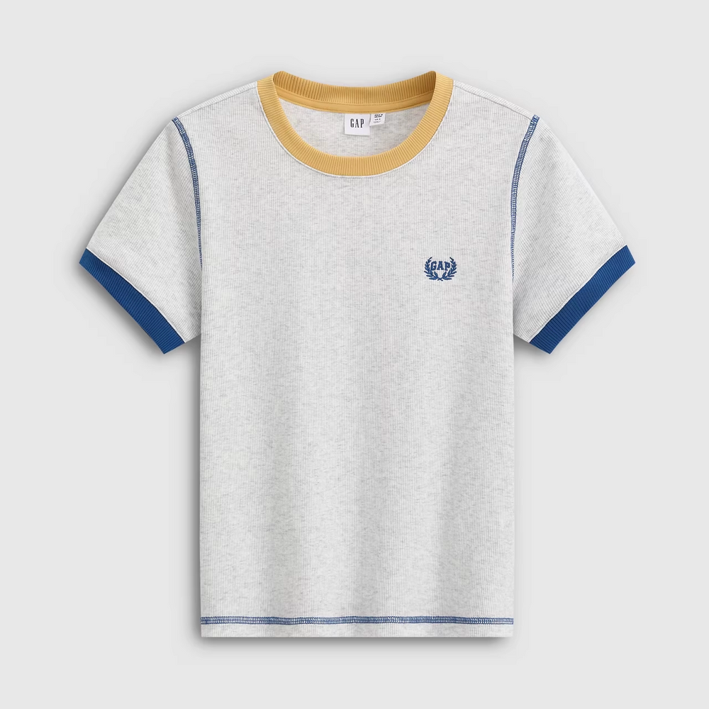 Li Jiaqi live broadcast room Gap men's and women's small logos/women's wheat ear logo round neck T-shirt
