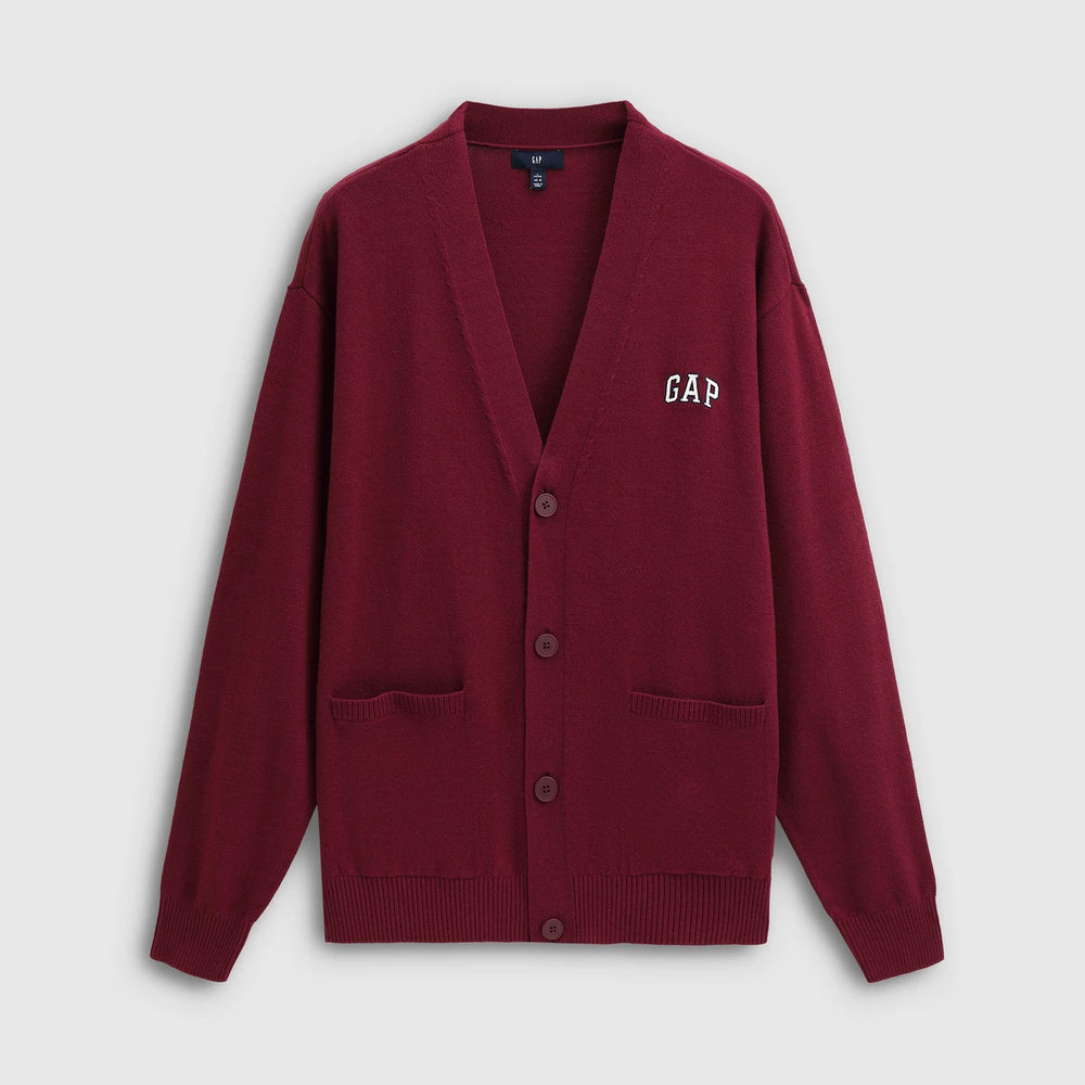 Cheng Yi endorses Gap men's spring embroidered logo loose V-neck pocket knitted cardigan 792156