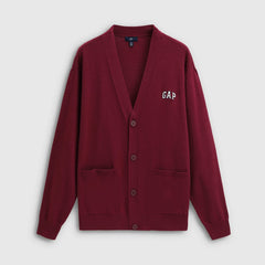 Cheng Yi endorses Gap men's spring embroidered logo loose V-neck pocket knitted cardigan 792156