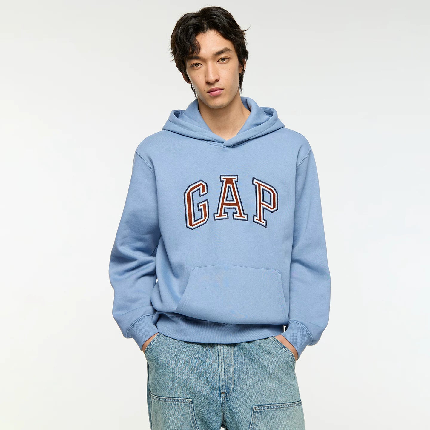 Gap 2025 Autumn New Velvet Hoodie Ginger Scratched Hoodie Top