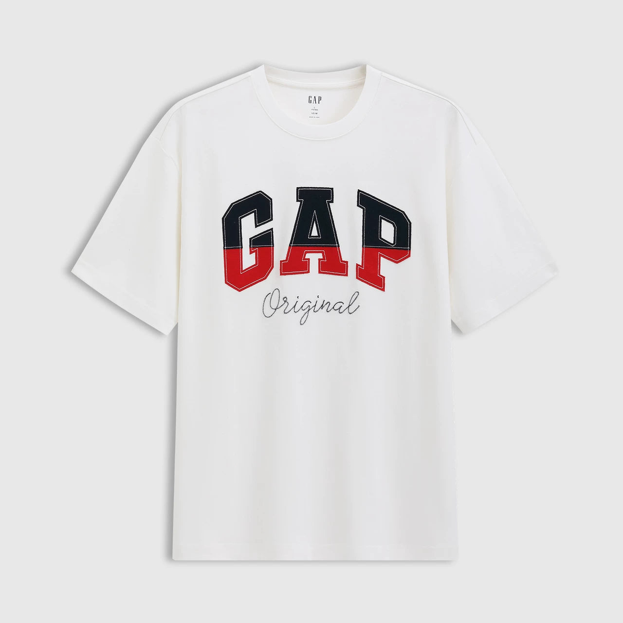 Cheng Yi endorses Gap men's and women's spring edition pure cotton two-color spliced logo casual short sleeved T-shirt 727951