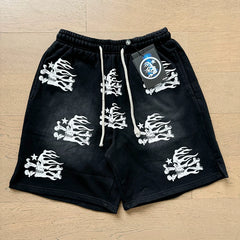 Foreign Trade American Trend Hell Star Retro Printed Ins Same Style Summer High Street Casual Trendy Washed Sports Shorts (13)