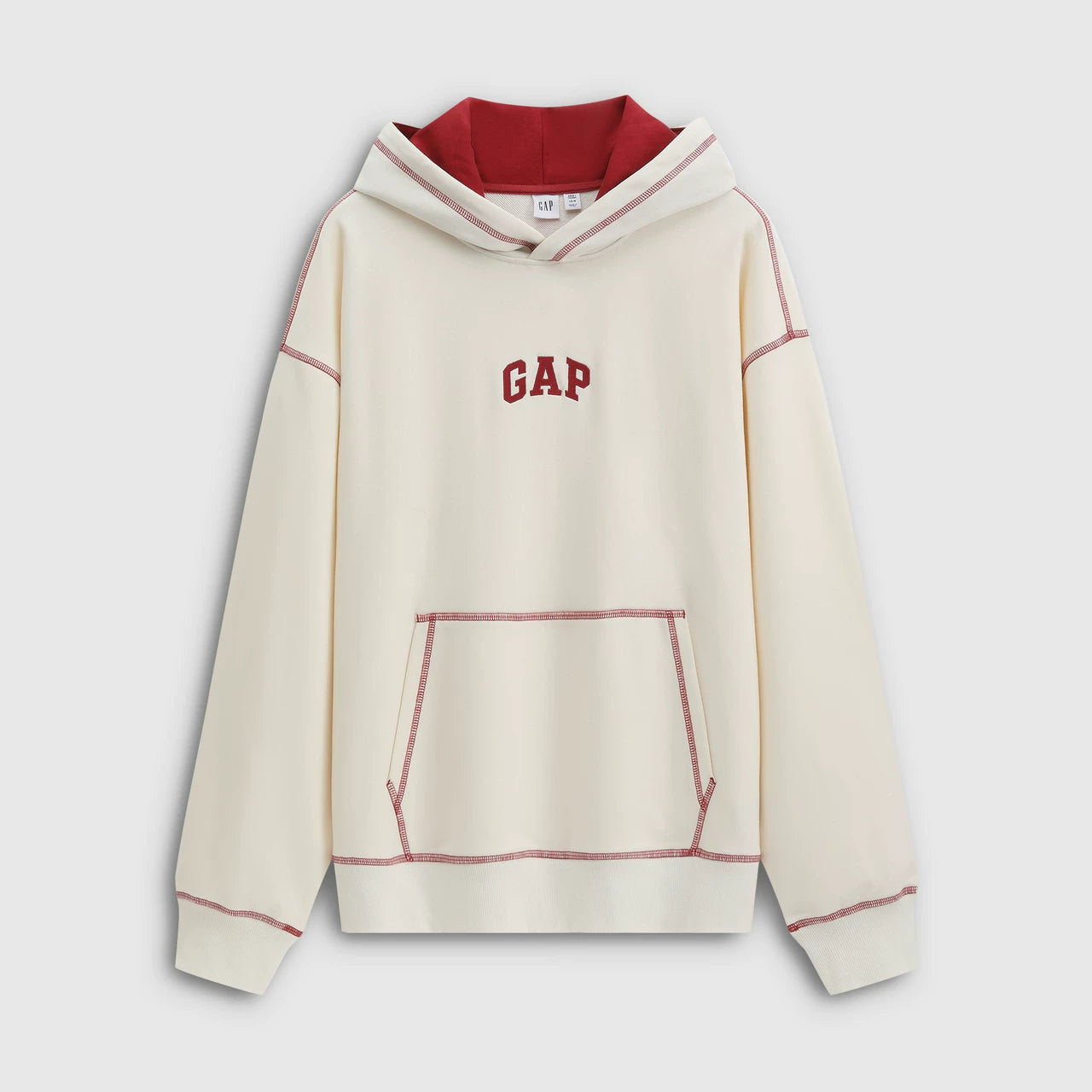 Cheng Yi endorses Gap men's and women's spring clothing with embroidered logo, loose fitting pullover, contrasting color hooded sweatshirt 854688