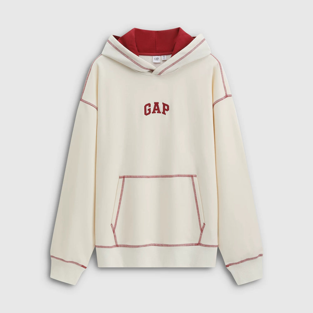 Cheng Yi endorses Gap men's and women's spring clothing with embroidered logo, loose fitting pullover, contrasting color hooded sweatshirt 854688