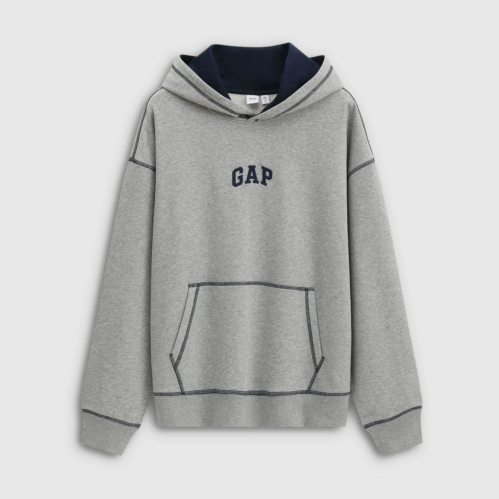 Cheng Yi endorses Gap men's and women's spring clothing with embroidered logo, loose fitting pullover, contrasting color hooded sweatshirt 854688