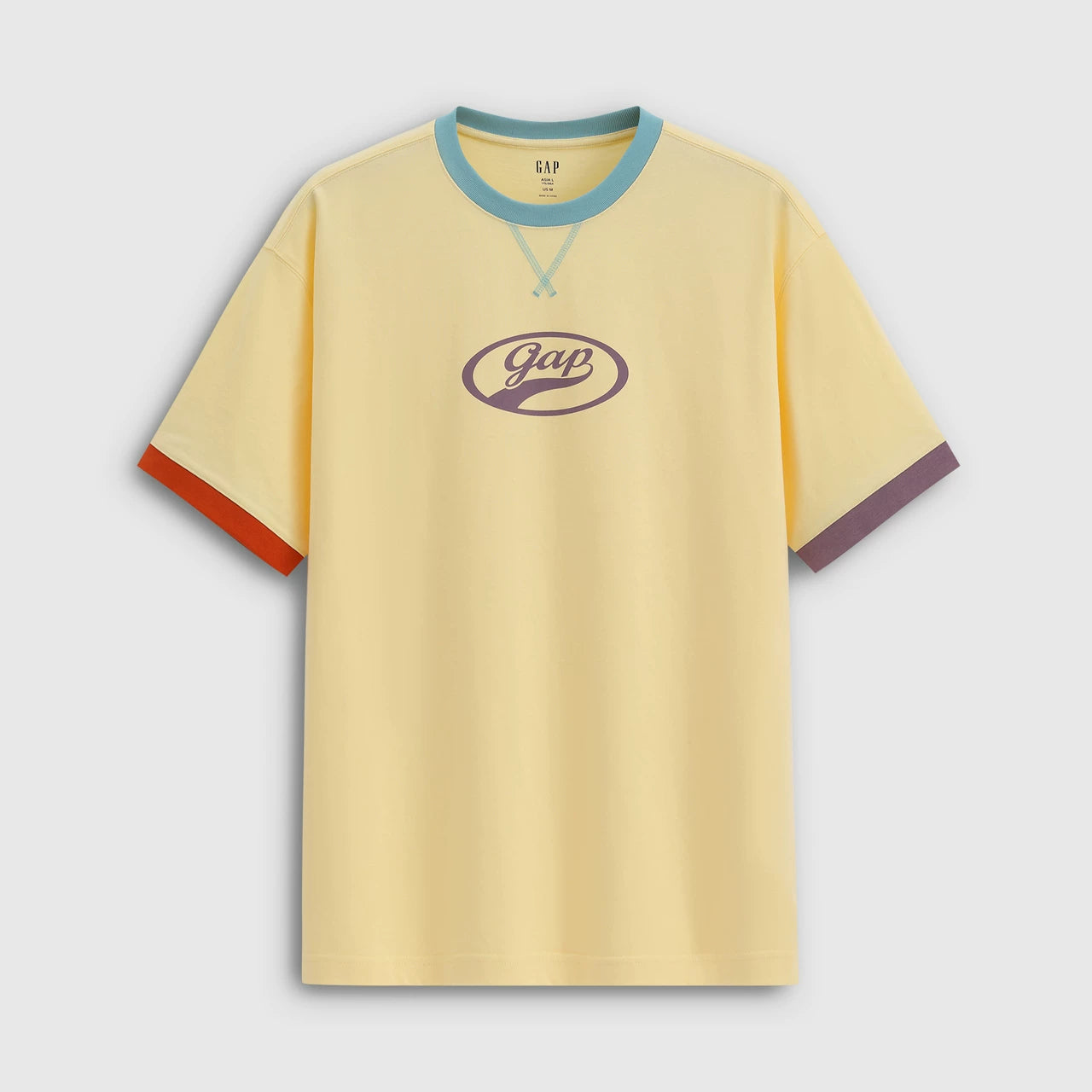 Cheng Yi endorses Gap men's and women's 2026 summer new print logo contrasting round neck short sleeved T-shirt 866079