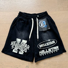 Foreign Trade American Trend Hell Star Retro Printed Ins Same Style Summer High Street Casual Trendy Washed Sports Shorts (6)