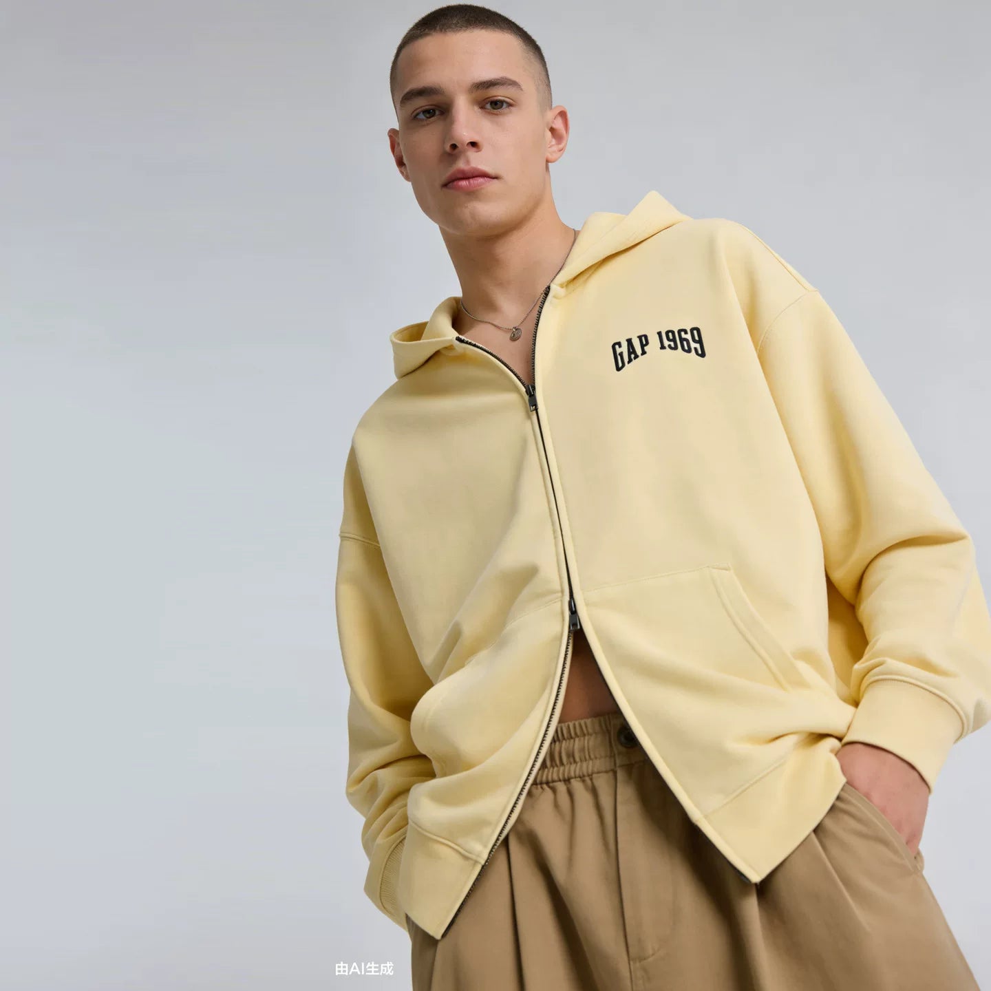 Cheng Yi endorses Gap men's and women's clothing 2026 spring new printed logo zipper hooded sweatshirt 854689