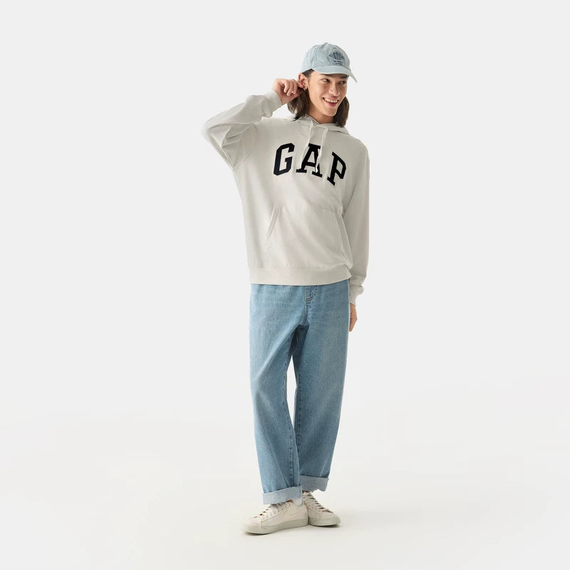 Gap US hooded sweatshirt men's and women's clothing looped fabric embroidered logo sweatshirt 2025 new casual hooded sweatshirt European and American style long sleeved pullover sweatshirt