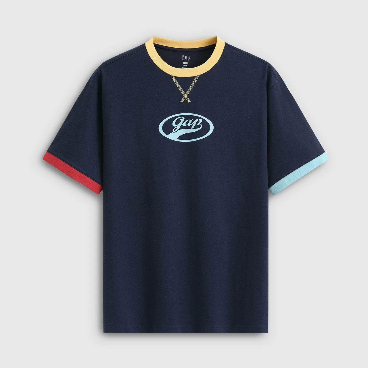 Cheng Yi endorses Gap men's and women's 2026 summer new print logo contrasting round neck short sleeved T-shirt 866079
