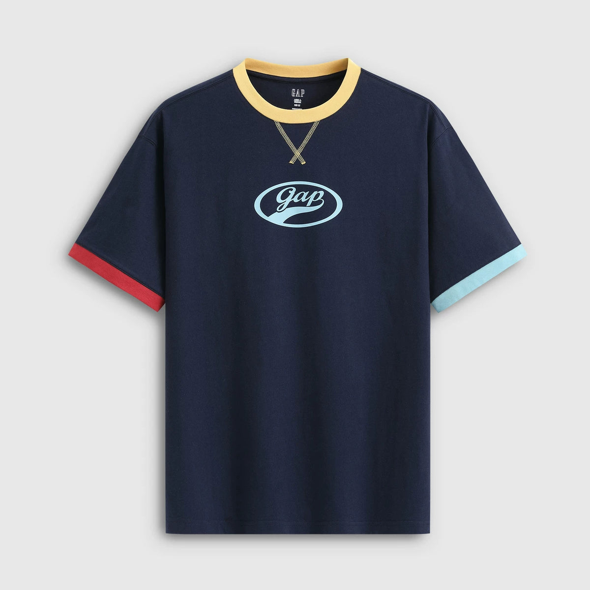 Cheng Yi endorses Gap men's and women's 2026 summer new print logo contrasting round neck short sleeved T-shirt 866079