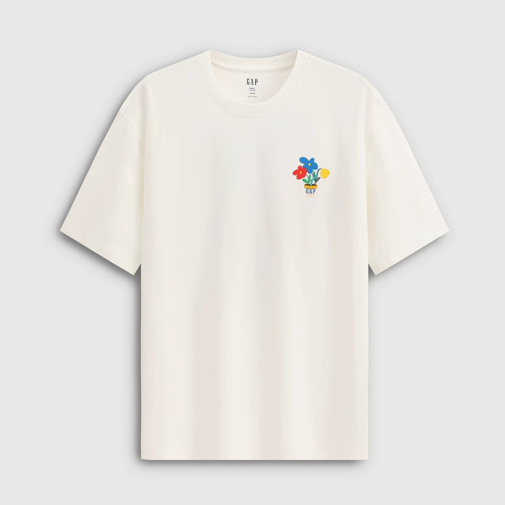 Cheng Yi endorses Gap men's and women's clothing for the summer of 2026 with pure cotton printed logo and contrasting short sleeved T-shirt 883713