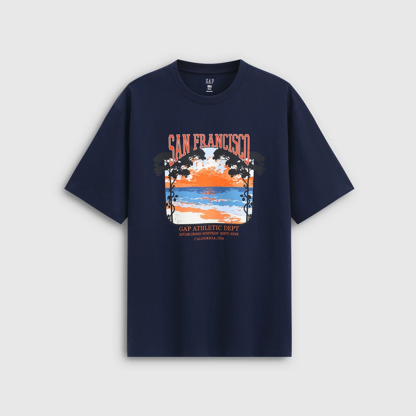 Gap Men's and Women's 2026 Summer New Cotton California Sunset Printed Loose Short sleeved T-shirt Top 891397