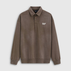 Gap Spring Collection - New Water-Rubbed Embroidered Long-Sleeved Polo Shirt