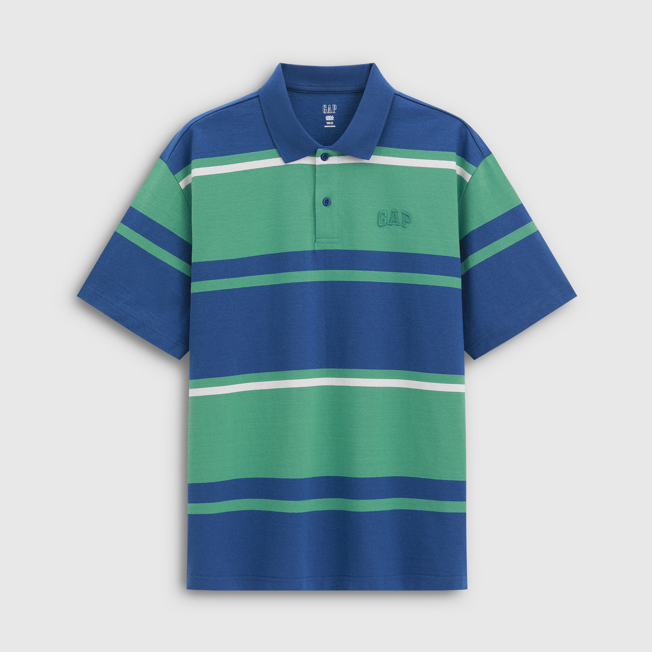 Gap Men's Summer New Style Embroidered Loose Stripe Short-Sleeved Polo Shirt