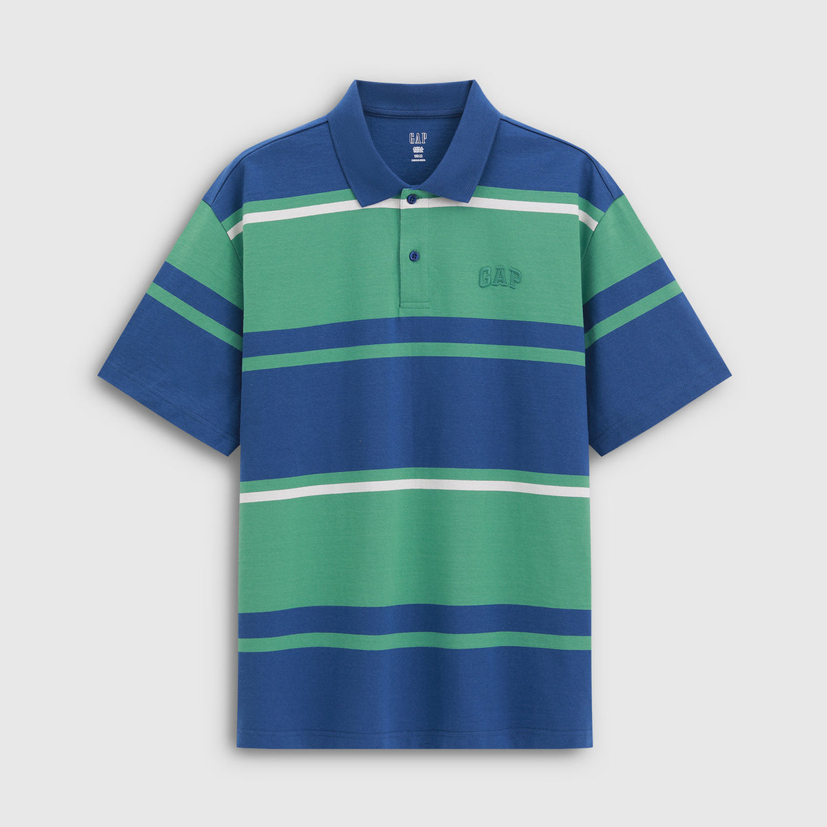 Gap Men's Summer New Style Embroidered Loose Stripe Short-Sleeved Polo Shirt