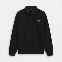 Gap Spring Collection - New Water-Rubbed Embroidered Long-Sleeved Polo Shirt