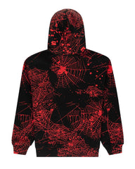 Sp5der AOP V2 Zip Up Hoodie Black