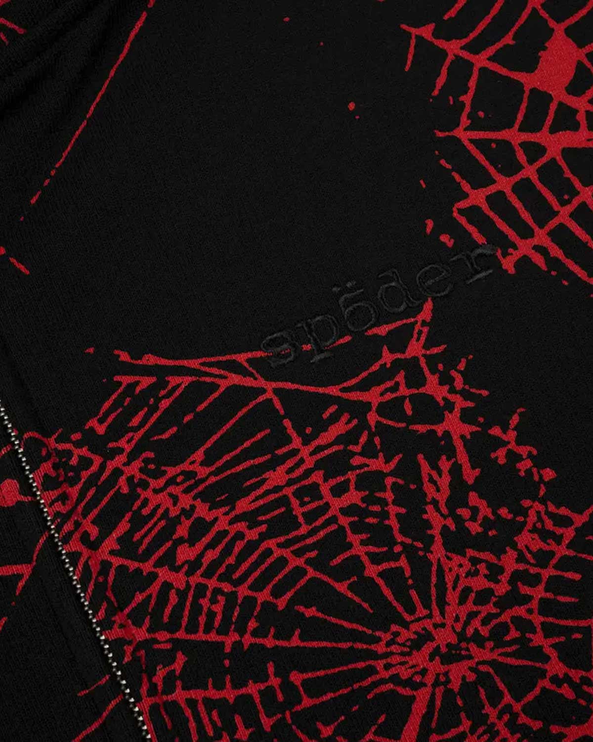 Sp5der AOP V2 Zip Up Hoodie Black