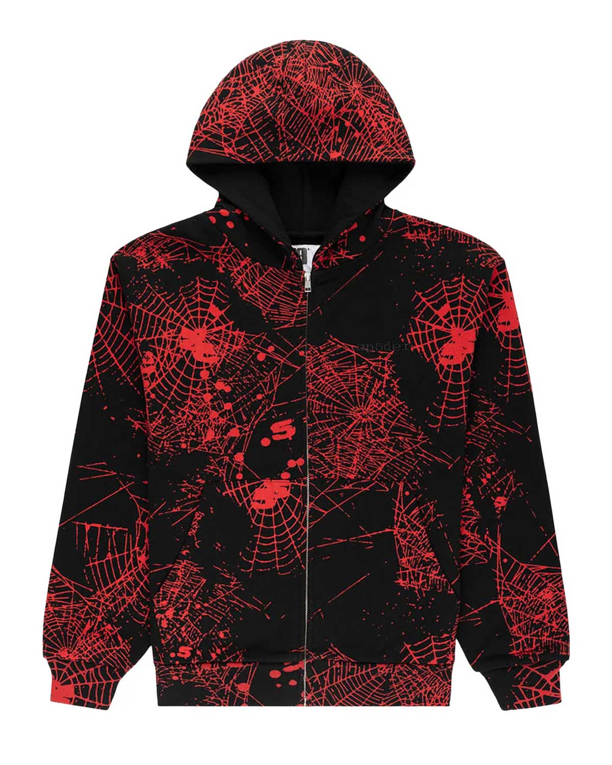 Sp5der AOP V2 Zip Up Hoodie Black