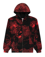 Sp5der AOP V2 Zip Up Hoodie Black