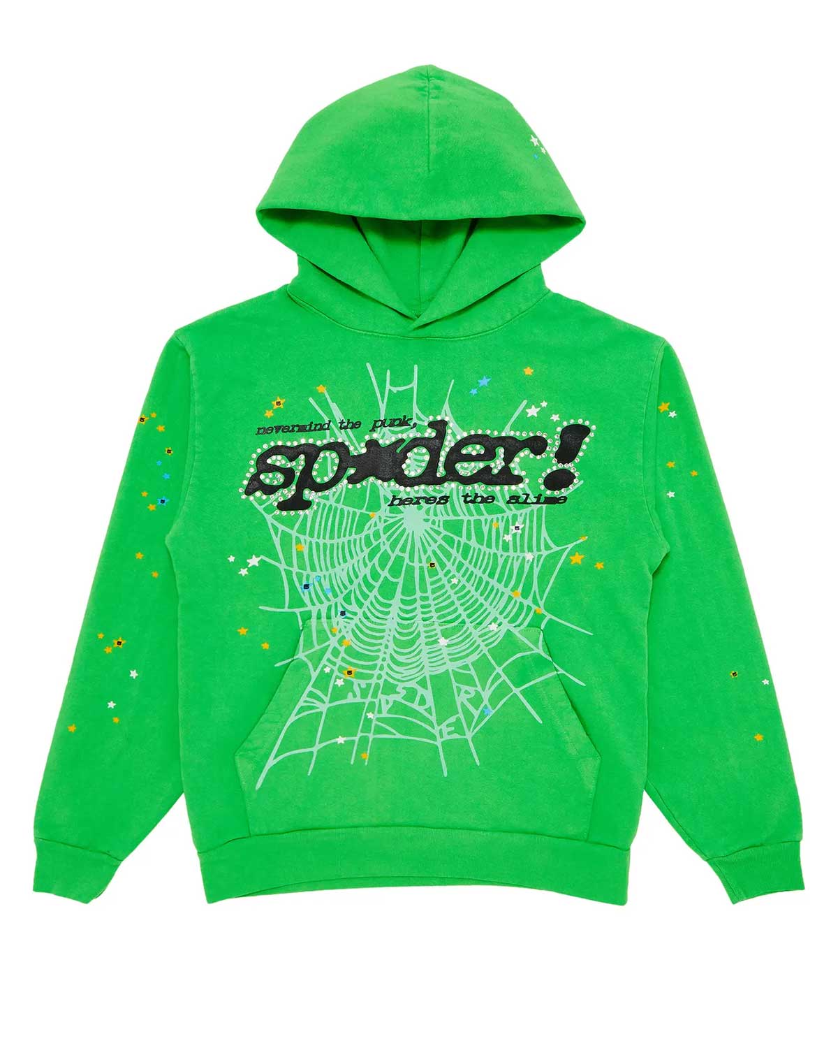 Sp5der P*nk Hoodie V2 Rhinestone Slime Green