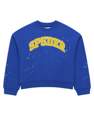 Sp5der Varsity Web Crewneck Blue