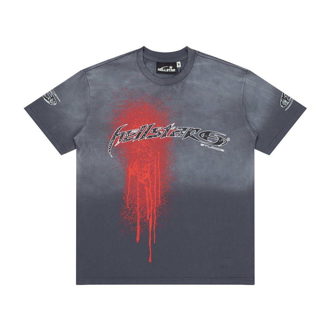 Hellstar Red Drip Gradient Vintage Washed Oversized T-Shirt