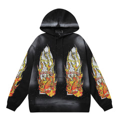 Who Decides War Flame Glass Hooded Pullover (Black)