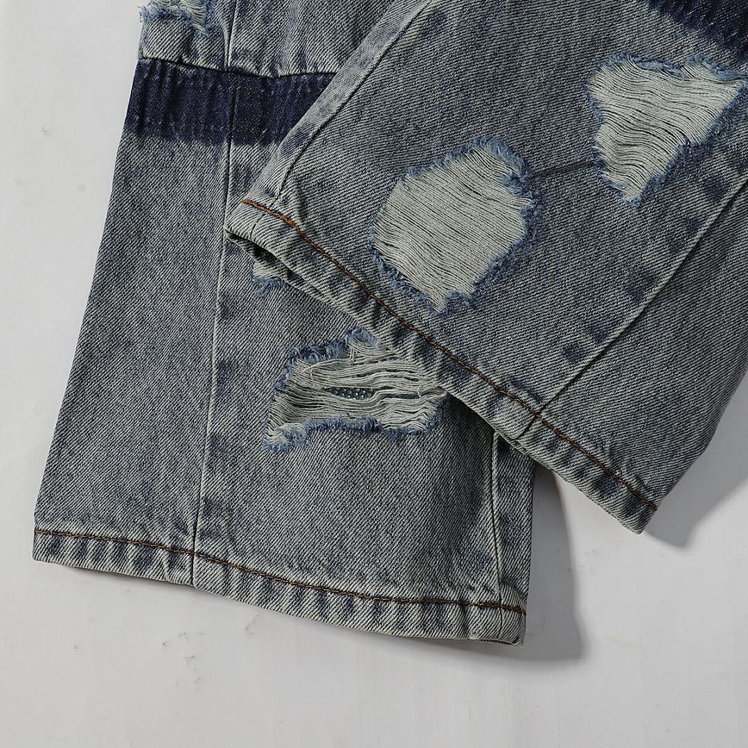 Who Decides War Stained Glass Laser-Etched Denim Jeans (Black & Vintage Blue)