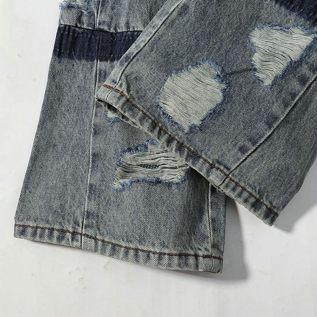 Who Decides War Stained Glass Laser-Etched Denim Jeans (Black & Vintage Blue)
