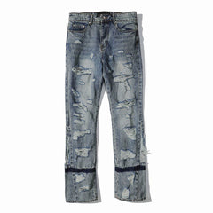 Who Decides War Stained Glass Laser-Etched Denim Jeans (Black & Vintage Blue)