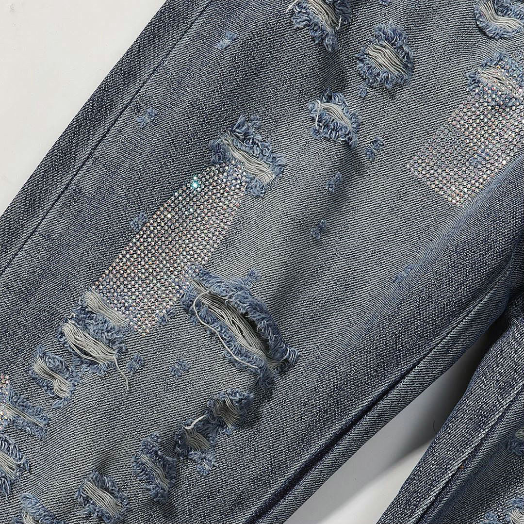 Who Decides War Laser-Etched / Stained Glass Denim Jeans (Vintage Blue)