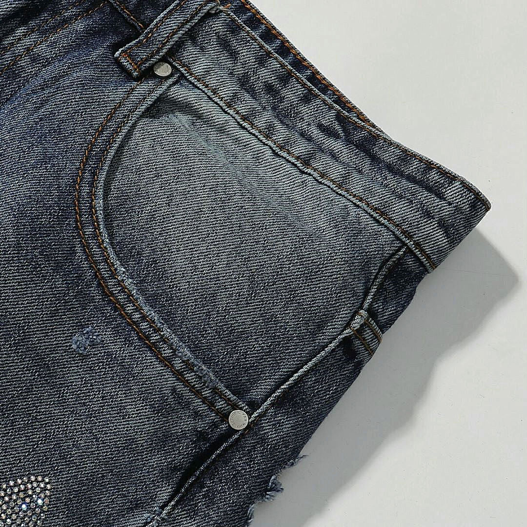 Who Decides War Laser-Etched / Stained Glass Denim Jeans (Vintage Blue)