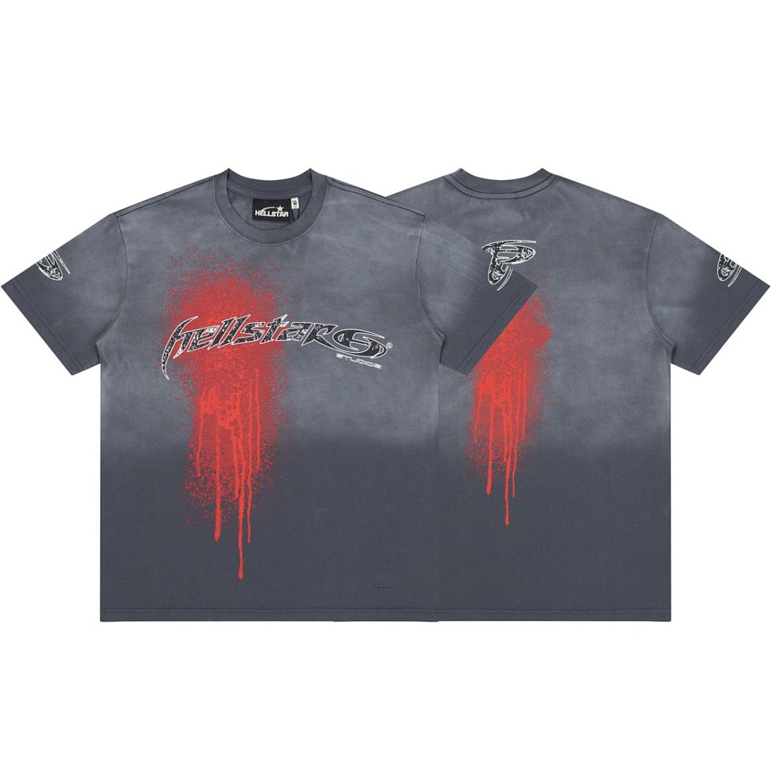 Hellstar Red Drip Gradient Vintage Washed Oversized T-Shirt