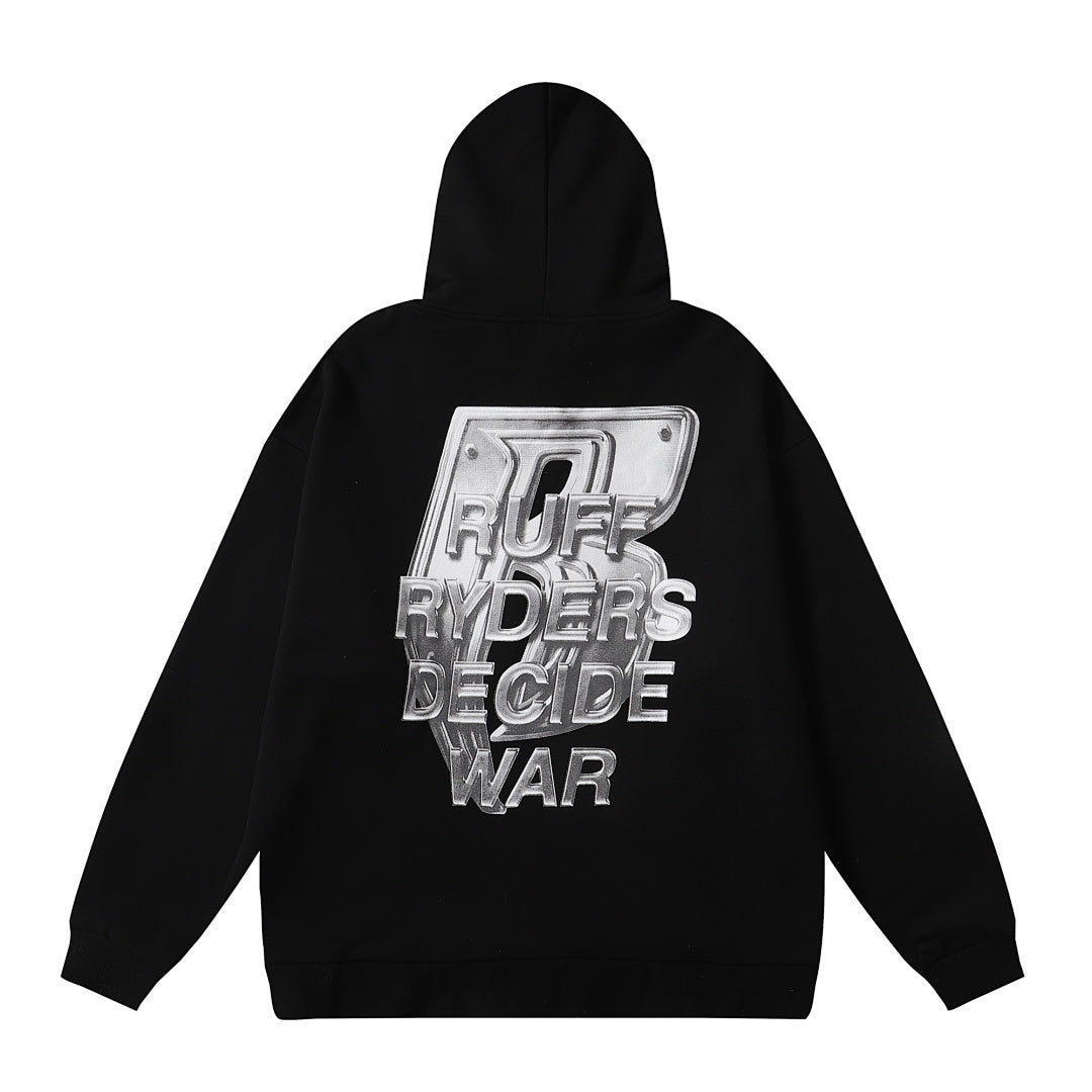 Who Decides War Blue Stained Glass Hooded Pullover (Black)
