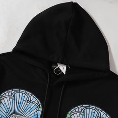 Who Decides War Blue Stained Glass Hooded Pullover (Black)