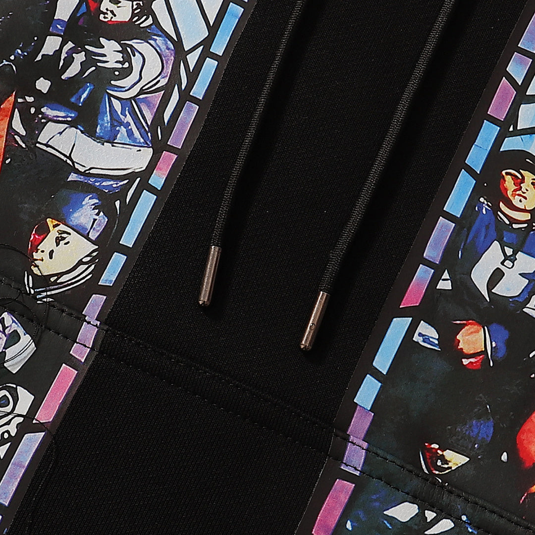 Who Decides War Blue Stained Glass Hooded Pullover (Black)