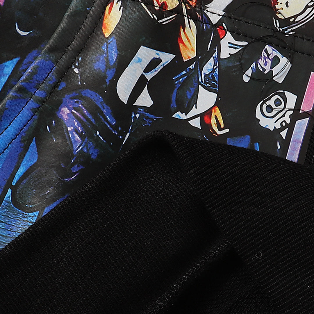 Who Decides War Blue Stained Glass Hooded Pullover (Black)