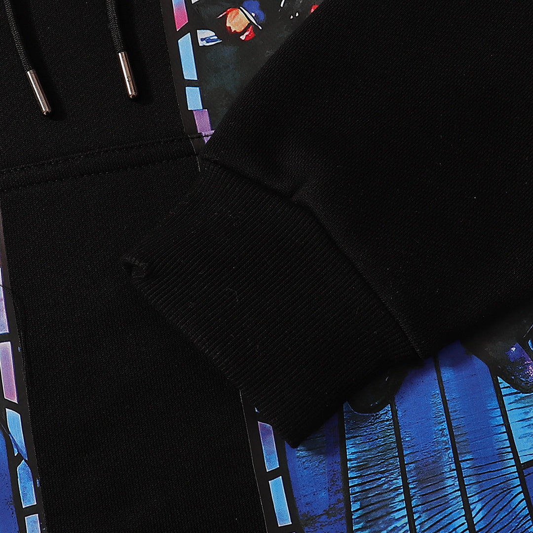 Who Decides War Blue Stained Glass Hooded Pullover (Black)