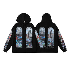 Who Decides War Stained Glass Hooded Pullover (Black)