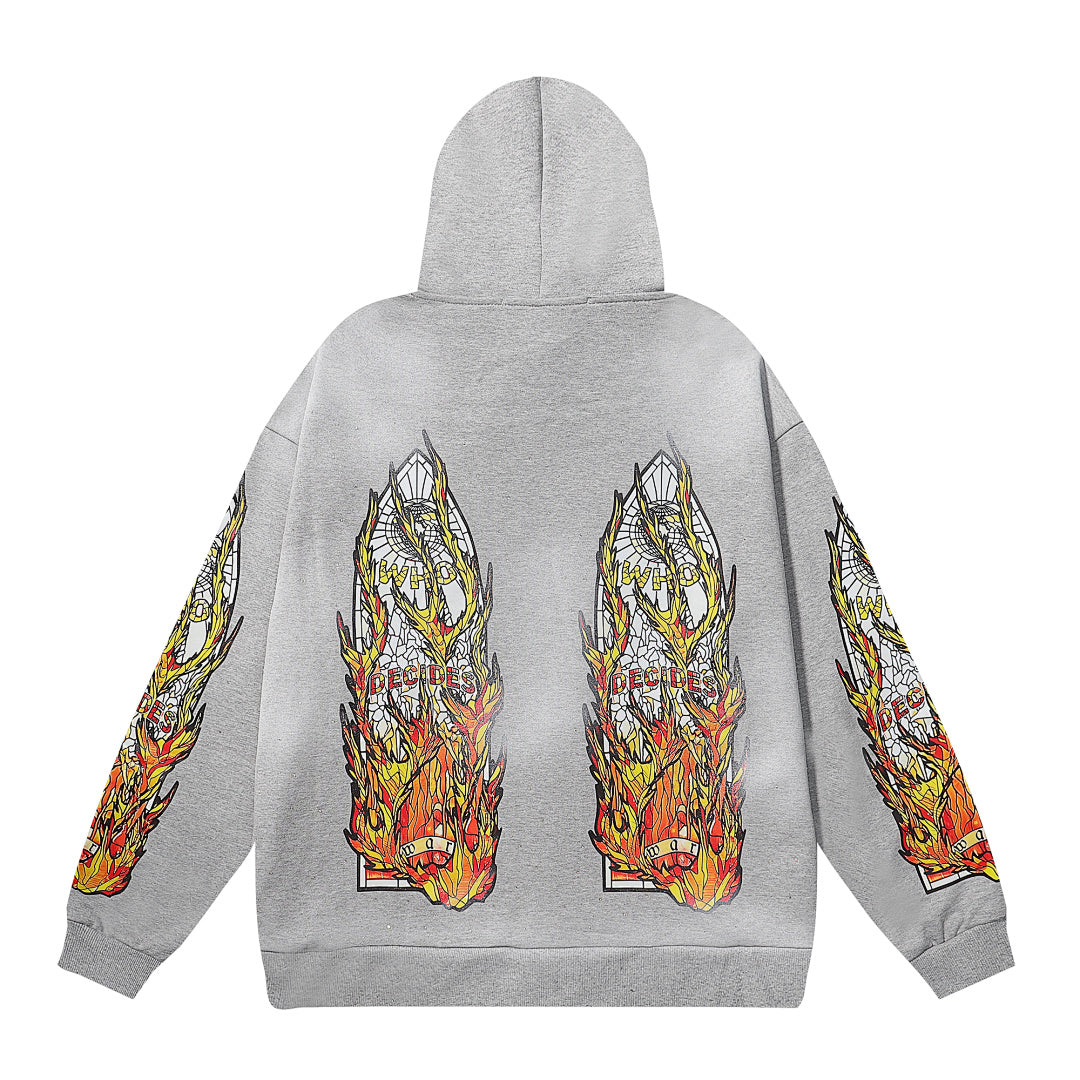 Who Decides War Flame Glass Hooded Pullove