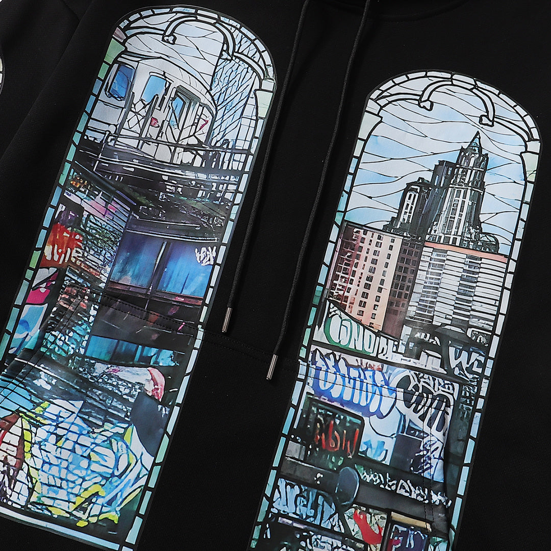 Who Decides War Stained Glass Hooded Pullover (Black)
