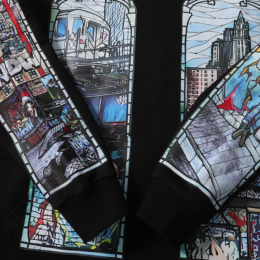 Who Decides War Stained Glass Hooded Pullover (Black)