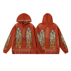 Who Decides War Flame Glass Hooded Pullover (Rust / Orange)