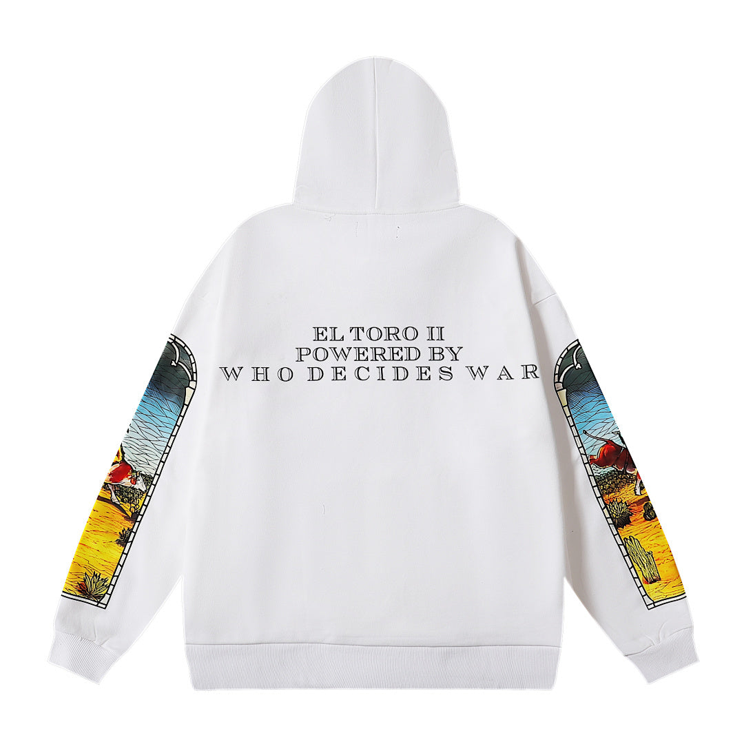 Who Decides War Stained Glass Hooded Pullover (White)